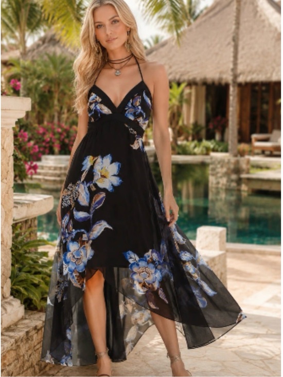 White House Black Market Dresses & Skirts - WHITE HOUSE BLACK MARKET women’s Floral High Low Like New Halter Dress Size 4P